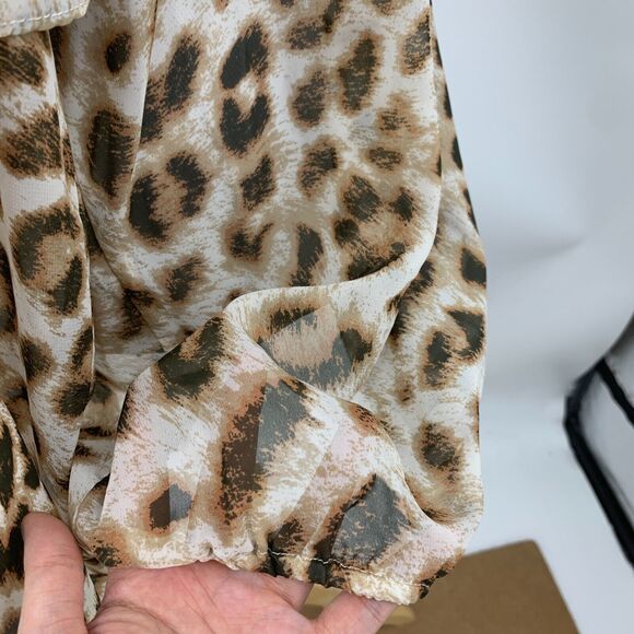 Wrangler Retro Blouse Womens XL Extra Large Cheetah Sheer Ruffle Tiered Sleeve - Picture 6 of 15